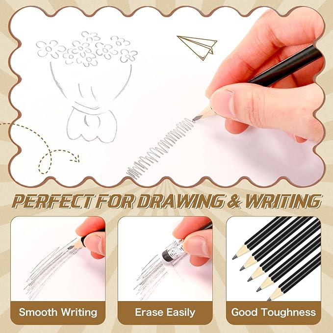 Geyoga 50 Boxes Woodcased Classroom #2 HB Pencils with Erasers 500 Count Pre-sharpened Number 2 Pencils for School Teacher Office Supplies, Writing, Drawing and Sketching Back to School Gifts(Black)