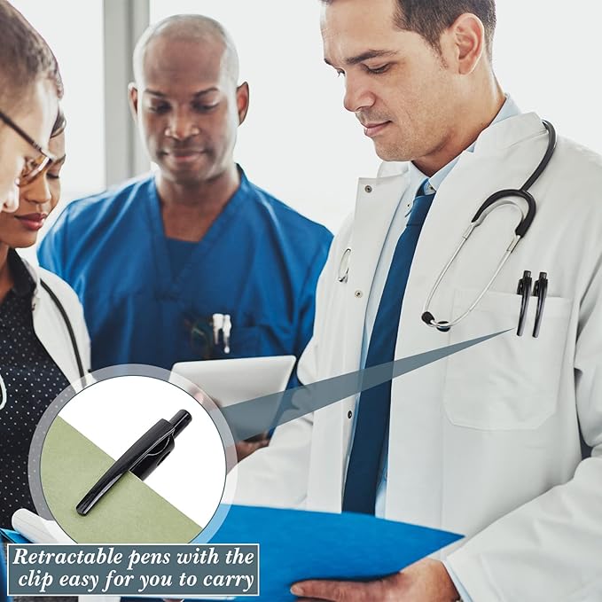 Nuanchu 200 Pcs Retractable Ballpoint Pen Medium Point 1.0mm Black Gel Pens Long Lasting Writing Pens for Office University College School Everyday Use