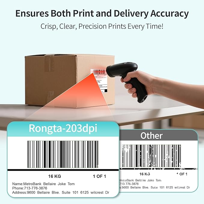 Rongta Thermal Shipping Label Printer, Bluetooth Wireless 4x6 Sticker Label Maker for Package, Compatible with Windows, Mac, Android & iPhone, Used for Business of Amazon, Ebay, Etsy, Shopify UPS