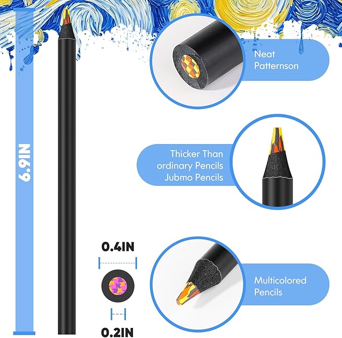 Art Supplies, 12 Color Rainbow Colored Pencils for Kid, Drawing Pencil Set Halloween Stocking Stuffers for 5-12 Year Old, Holiday, Birthday, Christmas Gifts for Teen