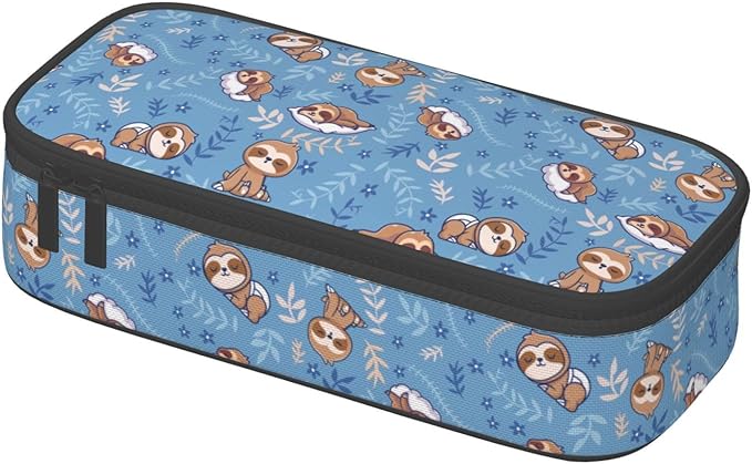 Cute Sleep Sloth Large Pencil Case With Zipper Compartments Stationery Pencil Bag For Kids Teens Students School Supplies