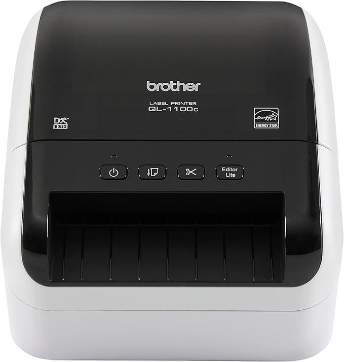 Brother QL-1100c Wide Format Label Printer, Shipping & Postage Labels 4” x 6”, Barcode & QR Code, High Speed, Direct Thermal Printing, Compact, uses DK Drop-in Label Rolls, USB Connectivity