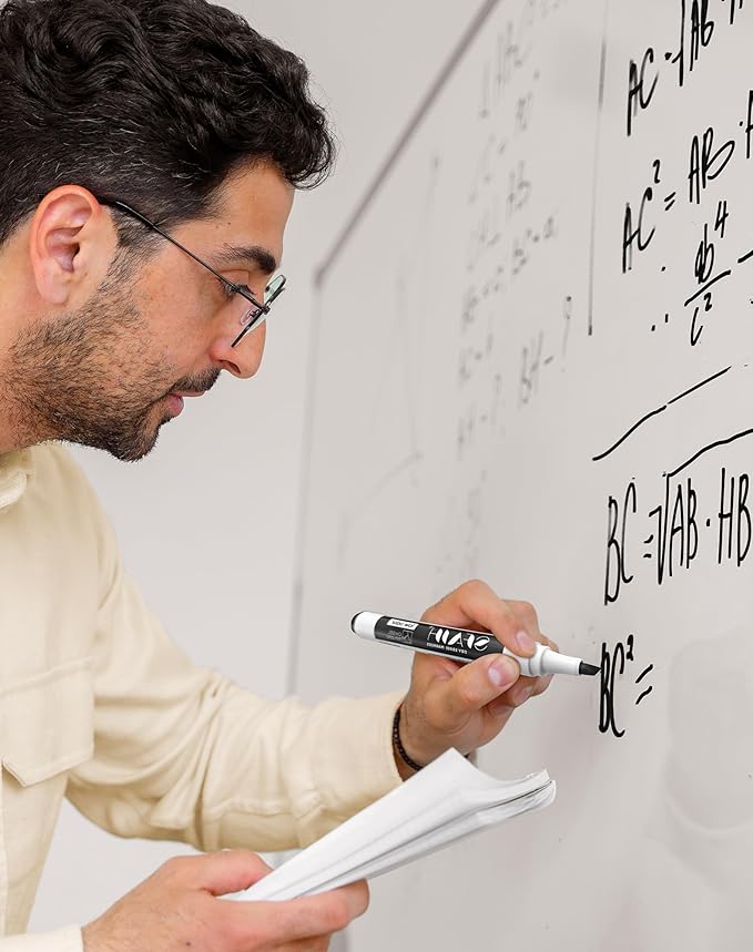 SFAIH Dry Erase Markers Chisel Tip with Magnetic Whiteboard Eraser, 36 Bulk 12 Assorted Colors White Board Markers for Teachers, Versatile Lines, 1s Quickly Dry, Perfect for Classroom and Office