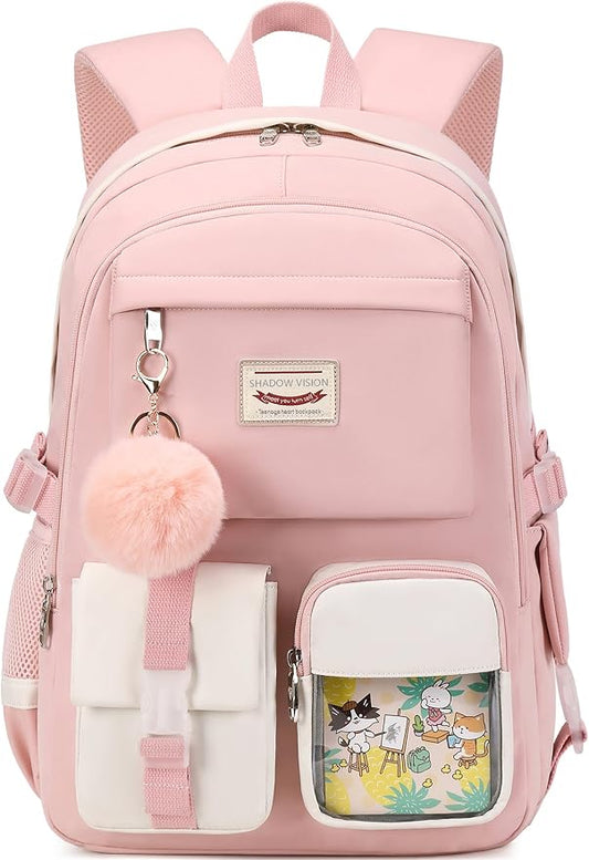 SHADOW VISION School Backpacks for Girls Backpack Cute Teen Girl Bookbag School Bag Backpack for Girls Teens (Pink)