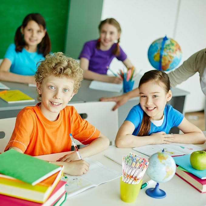 Kolewo4ever 48pcs HB Highland Cow Pencils Kawaii Cute Multipoint Pencil Push Translucent Non Sharpening Stackable Pencils Pop Up Plastic Pencil for Classroom Rewards Carnival Prizes