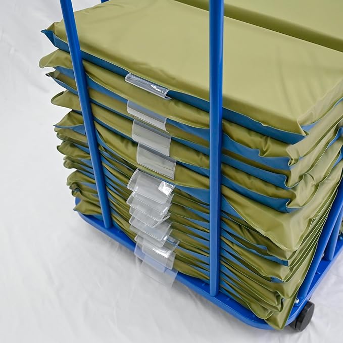 Children's Factory Nap Mats, 2 inch Thick Toddler Nap Mats for Preschools and Daycares, Comfortable and Soft 4 Section Folding Nap Mat, Sage and Deep Water, 1 mat included