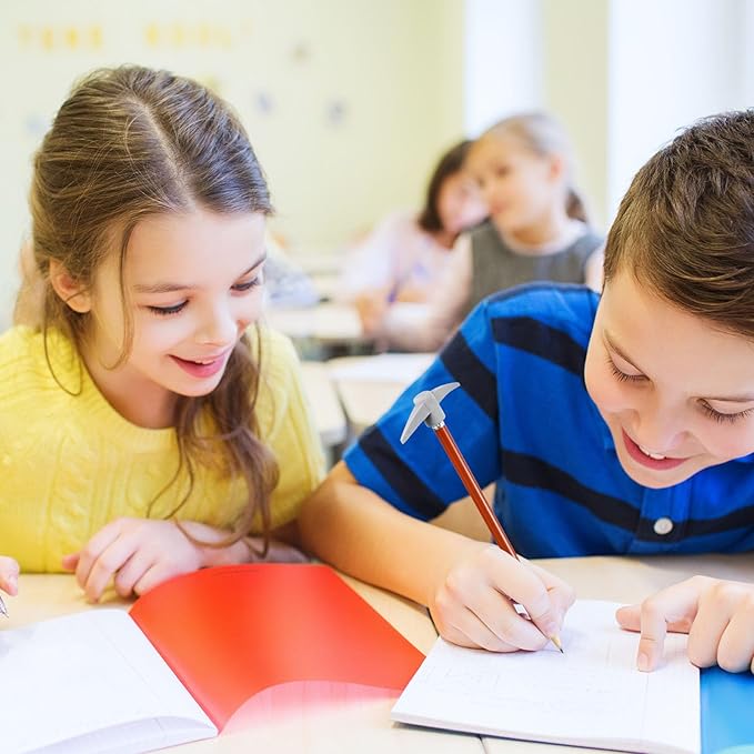 Chinco 48 Pieces Pickaxe Pencils Eraser Set Funny Eraser Topper Pencils Bulk with Axe Shape Erase for Back to School Supplies Students Gifts