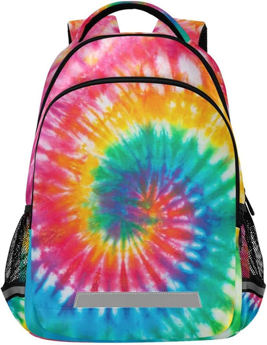 Tie Dye Rainbow Kids Backpack Girls Boys Elementary School Bookbag Travel Rucksack Laptop Bag