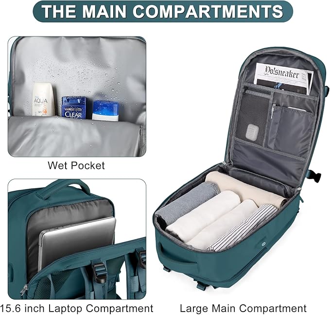 Large Travel Backpack For Women Men Airline Approved Carry On Backpack Flight Approved Waterproof Sports Luggage Backpack Casual Daypack Small Hiking Backpack