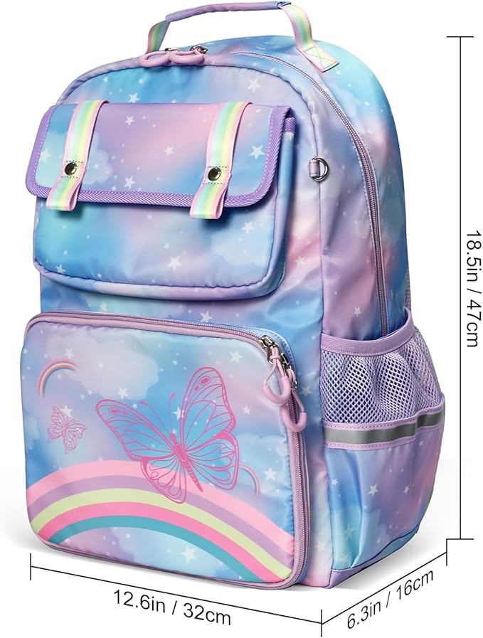 Kids Backpack - Lightweight 15” Backpack in Fun Prints for School, Travel, & Daycare, Ideal for Ages 4+, Roomy Interior, Durable & Water-Resistant Fabric, Back to School Book Bags(Rainbows)