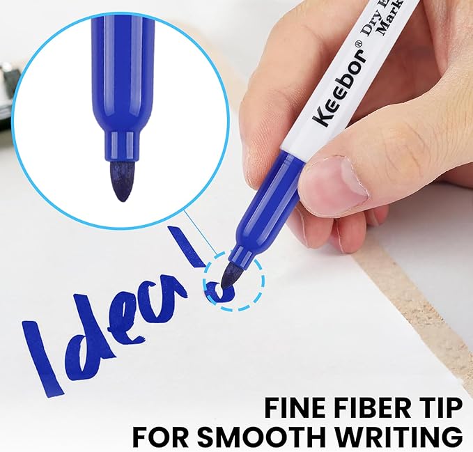 Dry Erase Markers Fine Tip, 3 Assorted Colors, 72 Pack Low-Odor Whiteboard Markers, Office Supplies