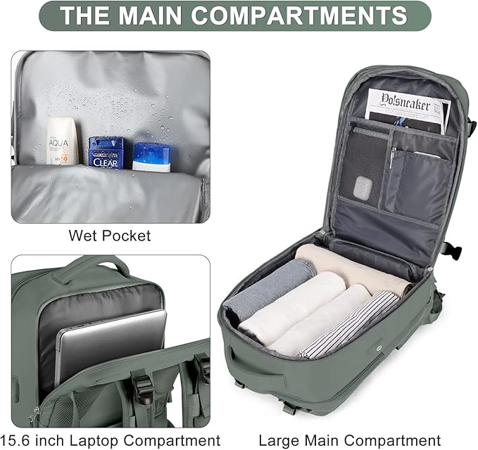 Large Travel Backpack For Women Men Airline Approved Carry On Backpack Flight Approved Waterproof Sports Luggage Backpack Casual Daypack Small Hiking Backpack