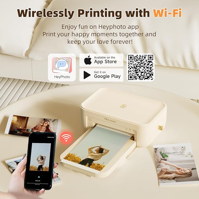 HPRT CP4100 Photo Printer - Plus 4x6 Bluetooth Instant Picture Printer with 20 Sheets & Ribbon - Wi-Fi, Premium Dye Sublimation - 300 DPI Display Resolution - Editing App for Fun, Creative Photos