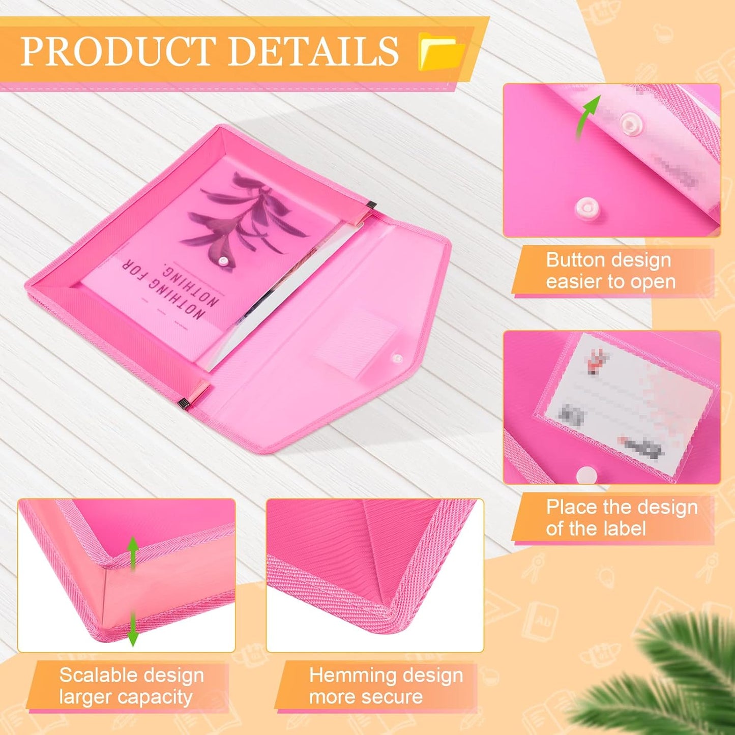 B4 Plastic Expanding File Folders Wallet for School Classroom Envelope File Folder Document Organizer Colorful Receipt Organizer with Snap Closure for Office(Mixed Color,14 Pack)