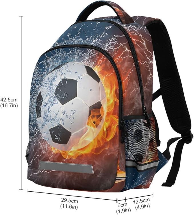 Football Boys Backpack Soccer Ball Elementary School Bookbag Kids Travel Rucksack Laptop Bag