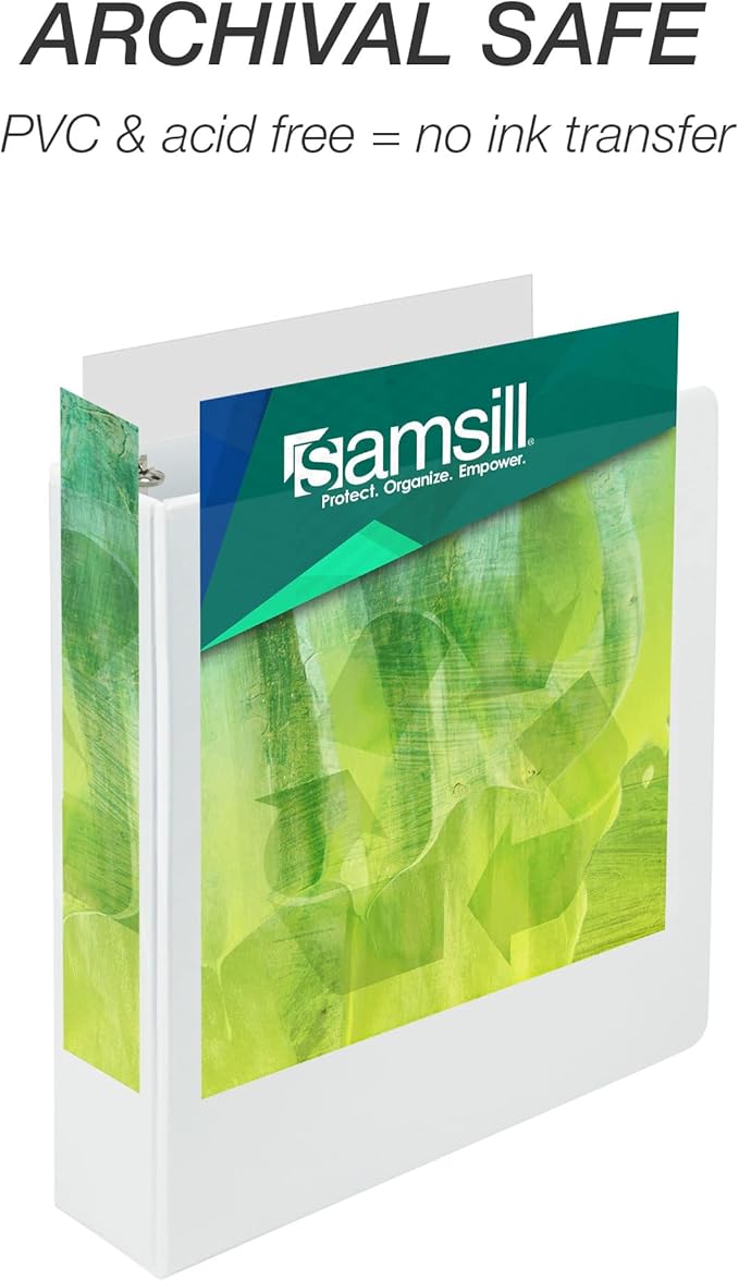 Samsill Plant-Based 3 Inch Durable Round Ring, Made in USA, View Binder, Eco-Friendly, USDA Certified Biobased, Single, White