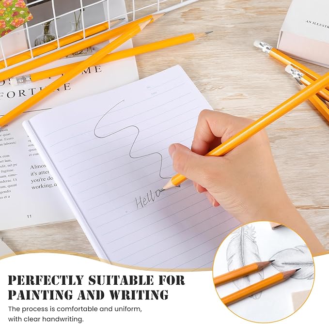 Pencils Pre-Sharpened #2 Pencil with Erasers, Yellow,7.5in 1200 Pack