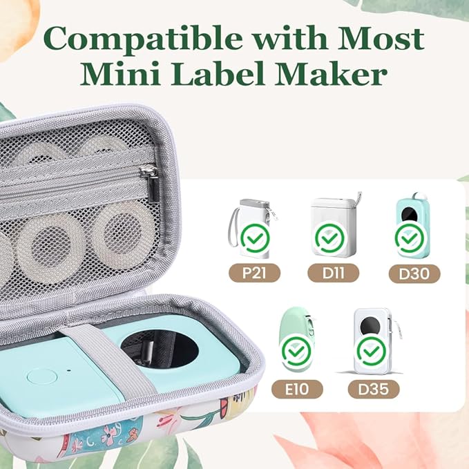 Phomemo D30 D35 Label Maker Case, Storage Bag Compatible with NELKO P21/NIIMBOT D11/ORGBRO X1/SUPVAN E10 Label Printer, Fits for Mini Labels Sticker Machine, Box Only - Pastel