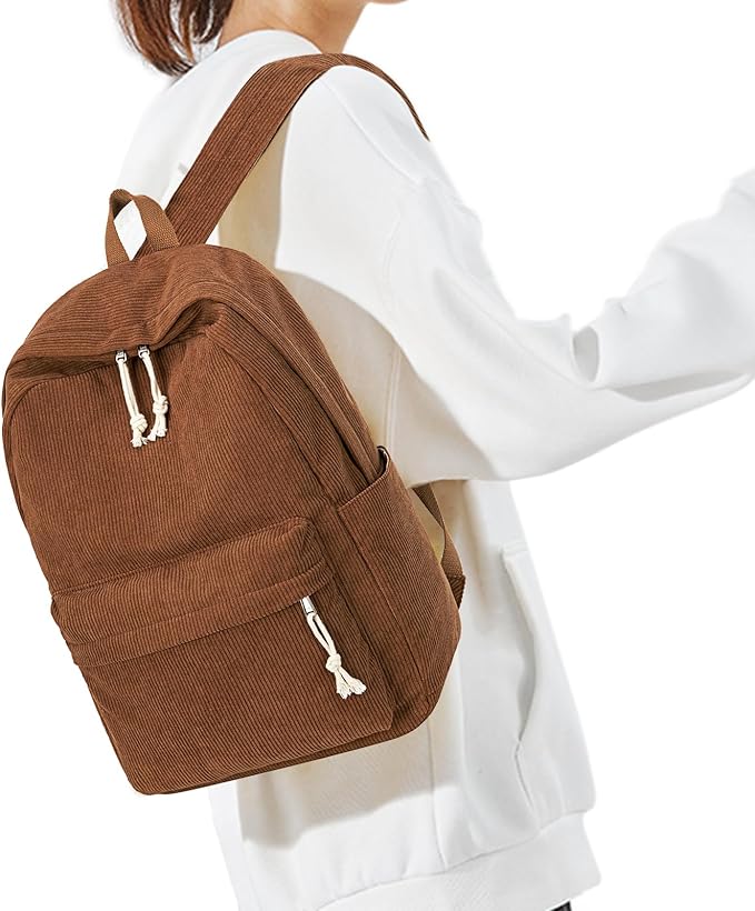 School Backpack for Teens Large Corduroy Bookbag Lightweight 15.6 inch Laptop Bag for Girls Women Casual High School College