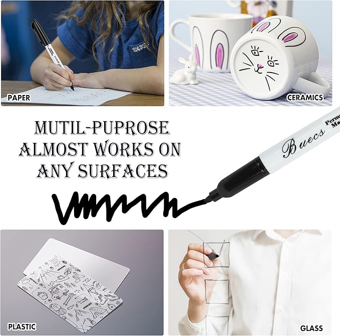 Permanent Markers, 80 Count Black Permanent Markers, Fine Point, Waterproof & Smear Proof Markers, Quick Drying, Office Supplies for School, Office, Home