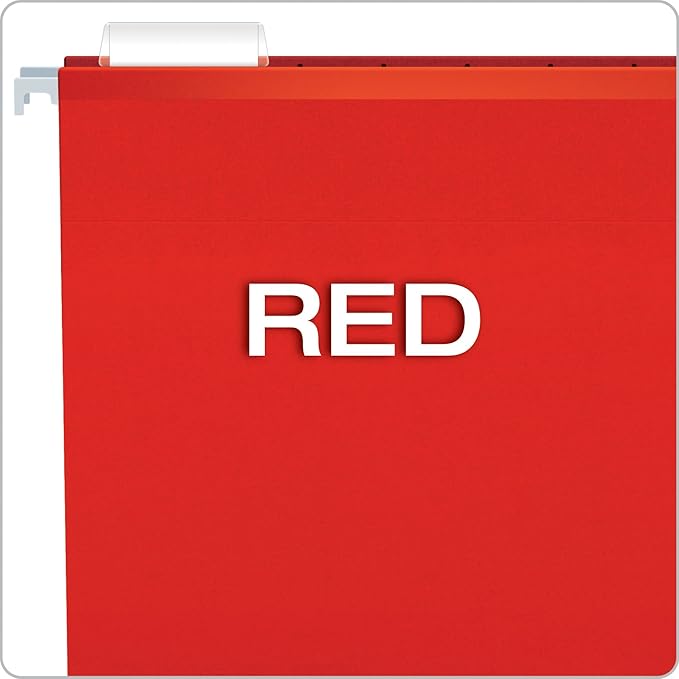 Pendaflex Extra Capacity Reinforced Hanging File Folders, 2", Legal Size, Red, 1/5 Cut, 25/BX (4153x2 RED)