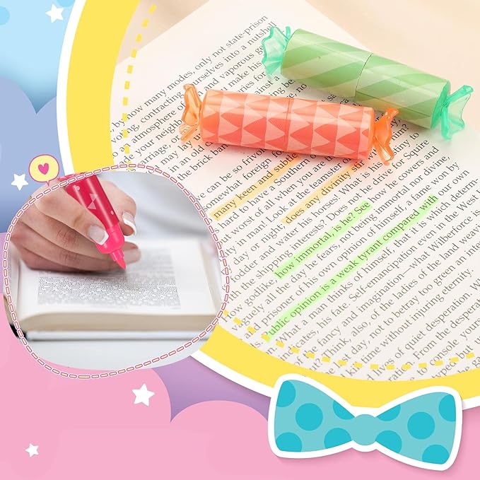 Sabary 48 Pieces Back To School Mini Highlighter Bulk Candy Highlighter for Kids Student Cute Chisel Tip Marker Pen for Candy Party School Office Supplies, Assorted Colors