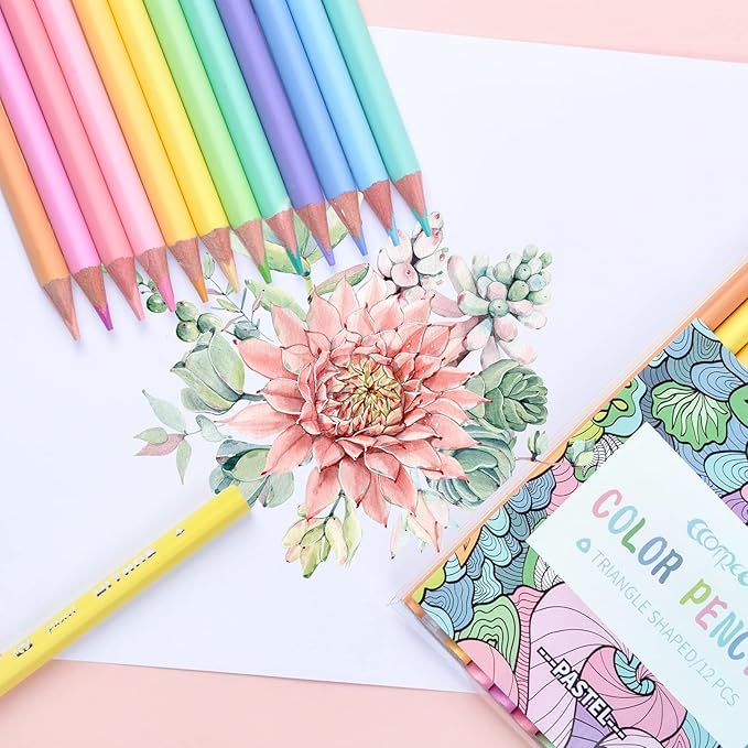 ECOTREE Stocking Stuffers, Macaron Colored Pencils, Soften Wood, Pastel Coloring for Adult and Kids, Art Supplies for School, Coloring, Drawing, Shading, 12 Count