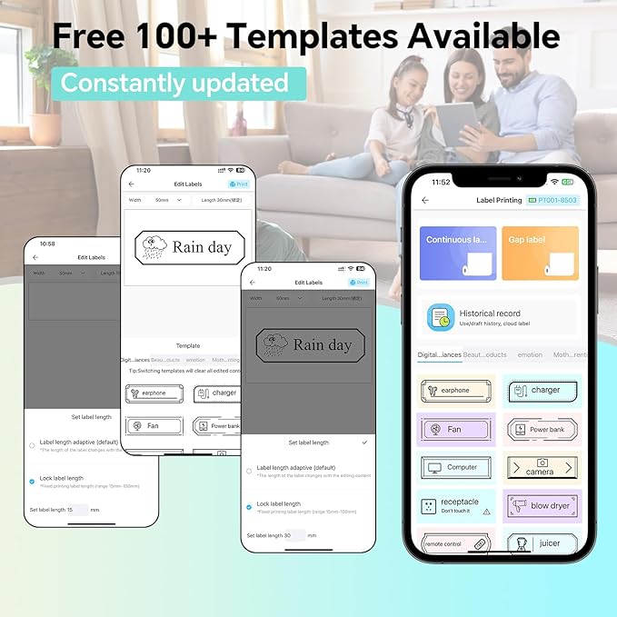 Label Maker Machine with Tape – Bluetooth Thermal Label Printer, Mini Sticker Maker for Home, Office, School & Small Business, Includes 2 Rolls of Label Paper