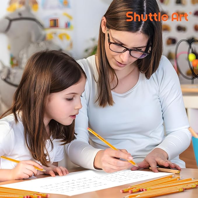 Shuttle Art Wood-Cased #2 HB Pencils, 600 Pack Sharpened Yellow Pencils with Erasers, Bulk Pack Graphite Pencils for School and Teacher Supplies, Writing, Drawing and Sketching