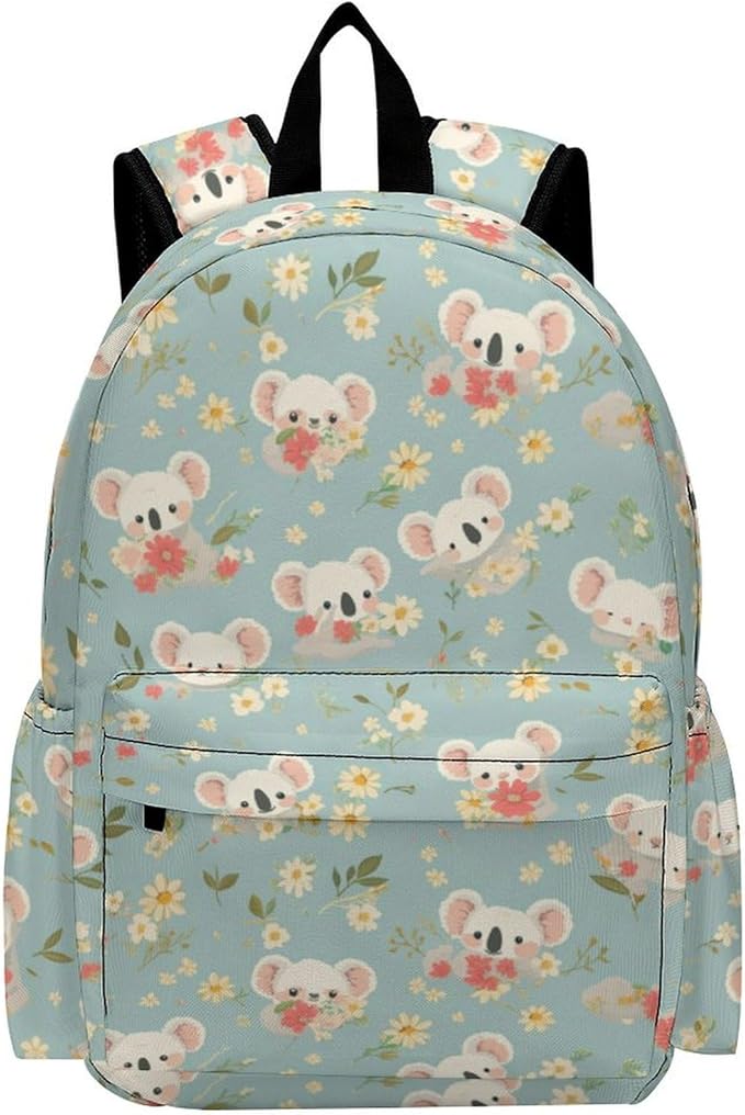 17 Inch Laptop Backpack Cute Koala Face Spring Flowers Teen Girls Boys School Backpack Bags Travel Bookbag Back Pack Outdoor Daypack for Women Men