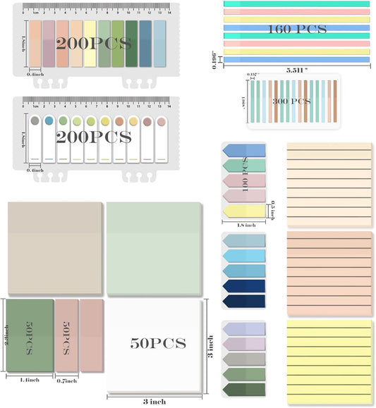 BAYTORY 1610 Sheets Transparent Sticky Notes with Highlighter Tape, Clear Waterproof 3 x 3 inch See Through Memo Pad, Self-Adhesive Translucent Writable Index Tabs for Annotating Books