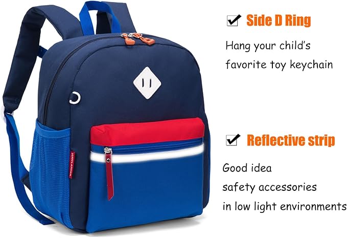 HawLander Little Kids Backpack for Boys Toddler School Bag Fits 3 to 6 years old, 12 inch, Blue