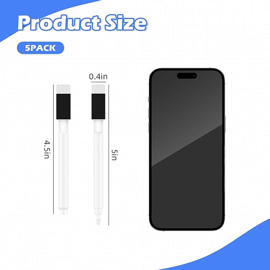 5 Pcs White Dry Erase Markers Magnetic Dry Erase Marker with Eraser Cap Mini Dry Erase Markers for Blackboard (5)