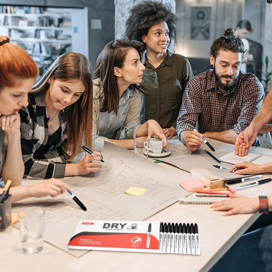 SFAIH Dry Erase Markers, Black, Fine Tip, 144 Pack (12 Dozen) - Bulk Low Odor Whiteboard Markers for Classroom, Office, Home, Board - Value Pack