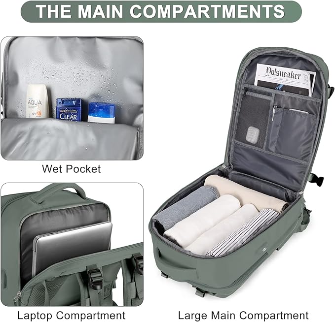 Travel Backpack For Women Men Airline Approved Carry On Backpack Flight Approved Waterproof Sports Luggage Backpack Casual Daypack Small Hiking Backpacks