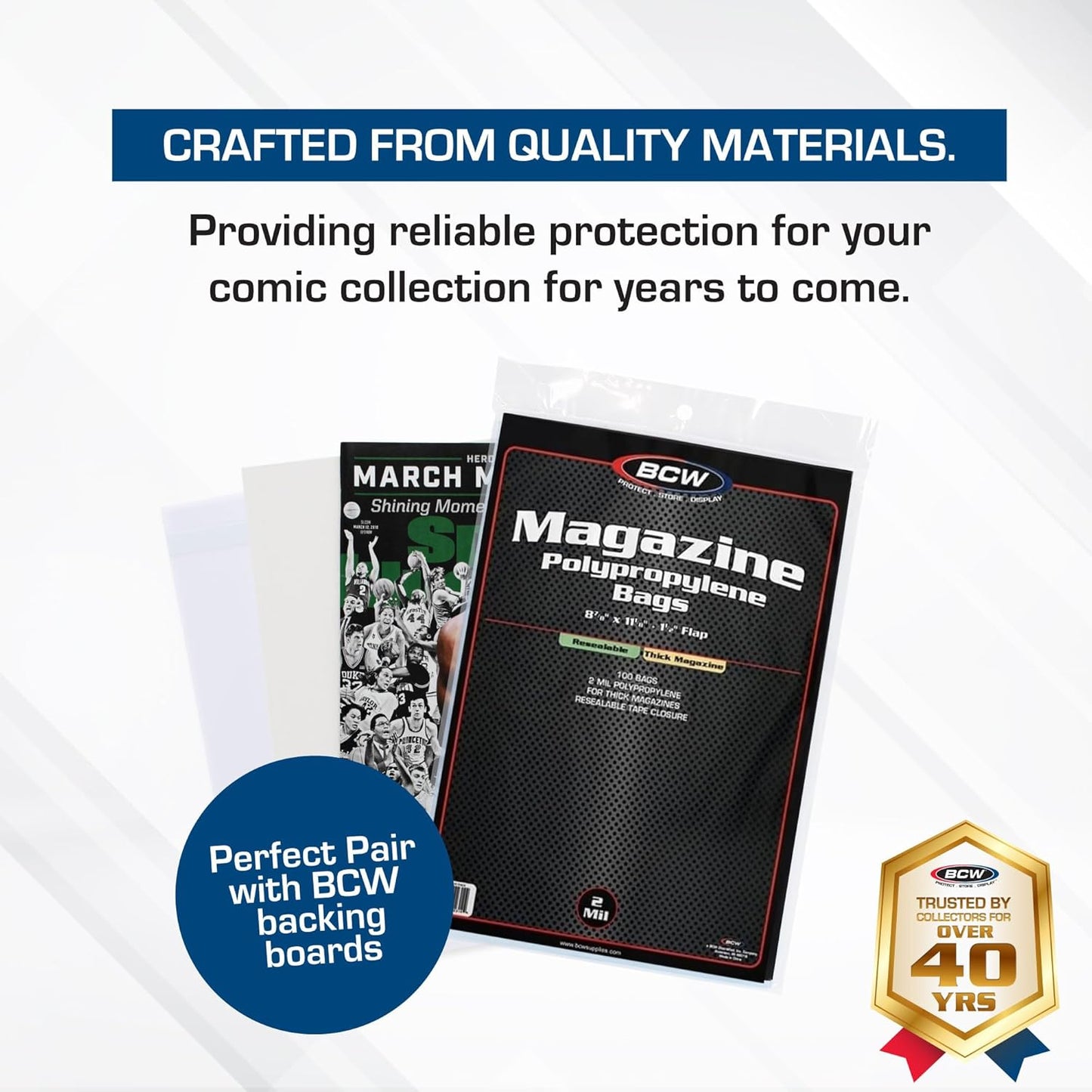 BCW Thick Resealable Magazine Bags - 5 Pack of 500 | Acid-Free, Clear Polypropylene Sleeves for Archival-Quality Storage of Collectible Magazines | Protect Your Valuable Comic Book Collection