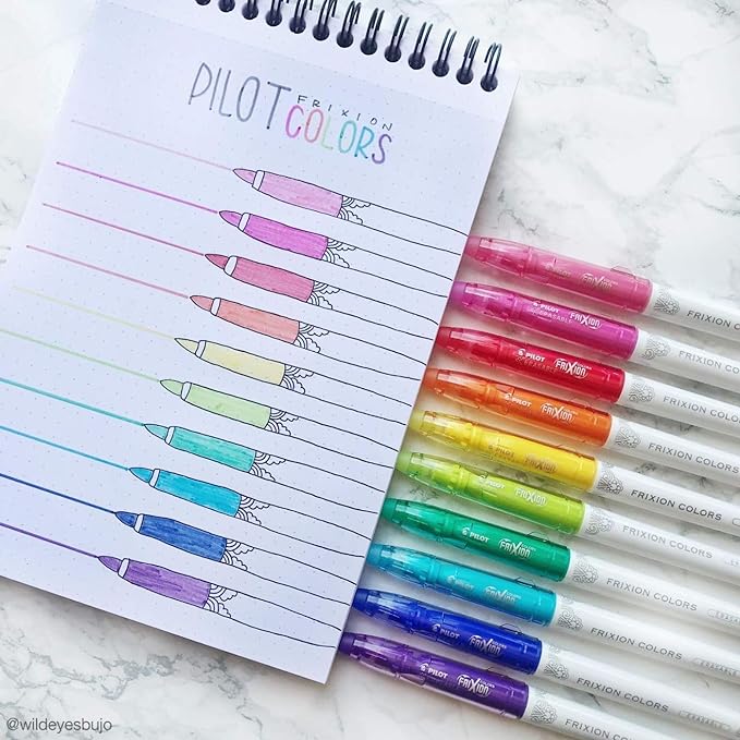 Pilot, FriXion Colors Erasable Marker Pens, Bold Point, Pack of 12, Assorted Colors