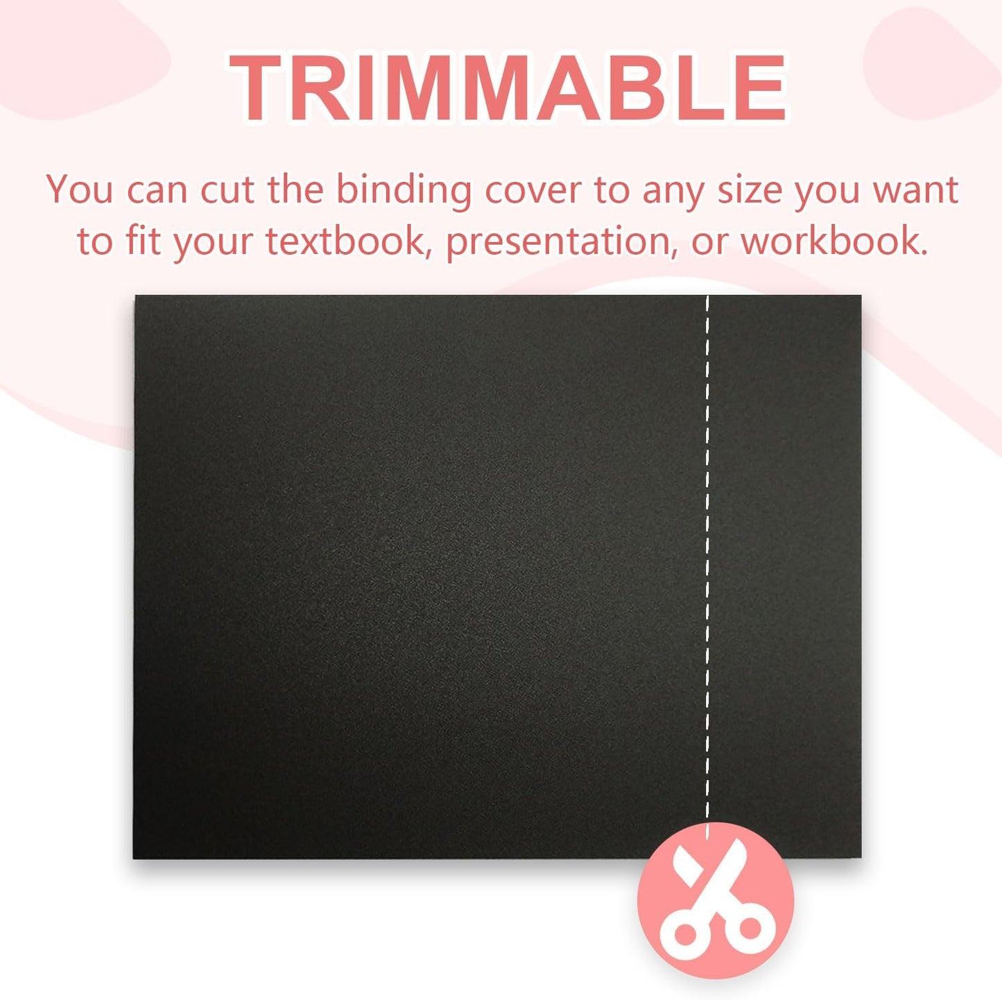 HOUYEE 100 Pack 12 Mil Poly Binding Covers,Sand Texture Binding Presentation Covers,8.5x11 Inches,Letter Size,Black,Square Corners,Un-Punched