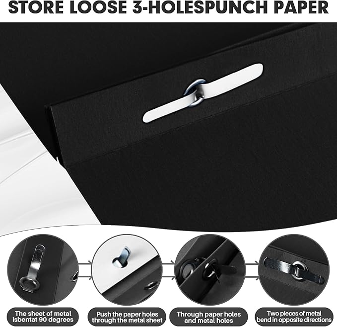 Two Pocket Folders, RAZCC 75 Pack Two Pocket Folders with Prongs, 3 Prong Folders Fit Letter Size Paper, Pocket File Folders for School Office Home Business, Black