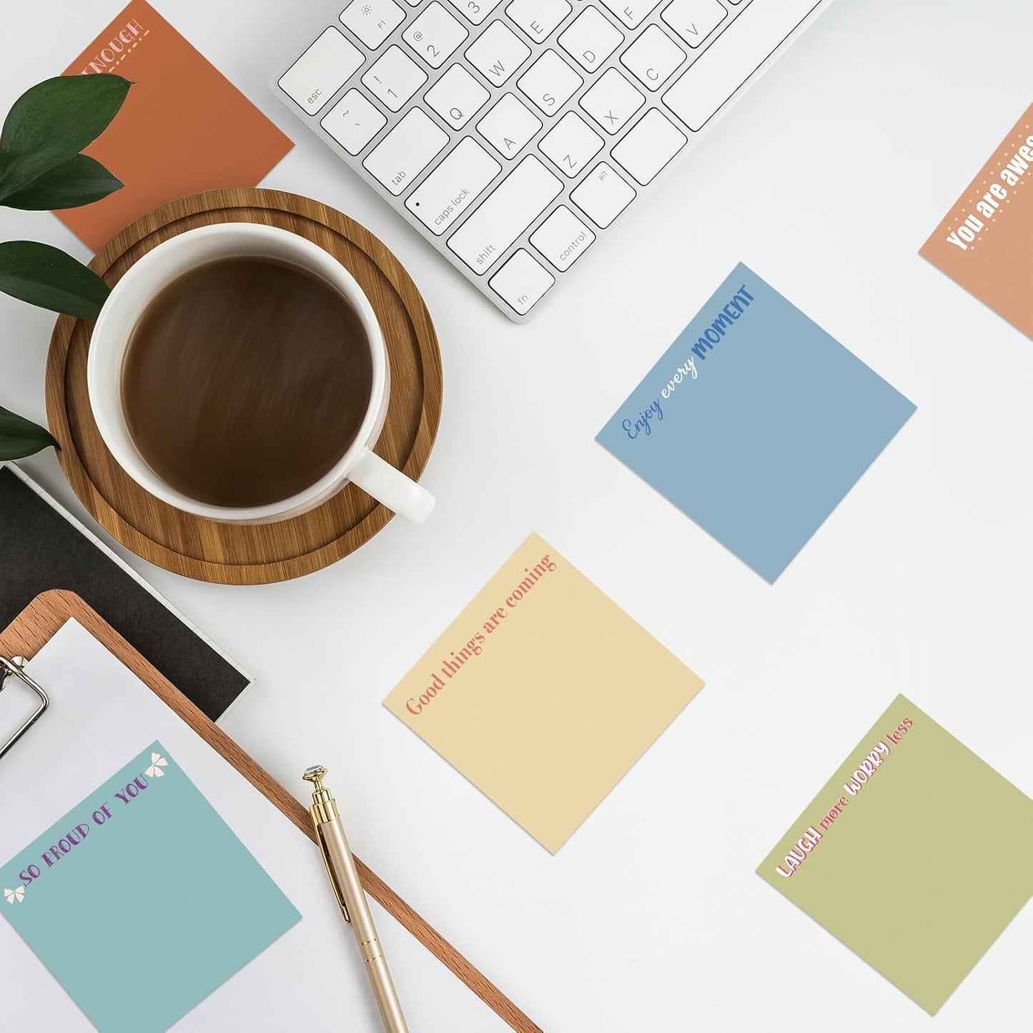 Zonon 12 Pieces Inspirational Sticky Notes 3 x 3 Inch Motivational Fun Notepads Positive Gifts for Teacher Nurse Coworkers Work Studying Supplies(Morandi Style)