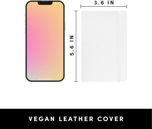 PAPERAGE Lined Pocket Journal Notebook, 1 Pack, (White), 160 Pages, Small, 3.6 inches x 5.6 inches - 100 GSM Thick Paper, Hardcover