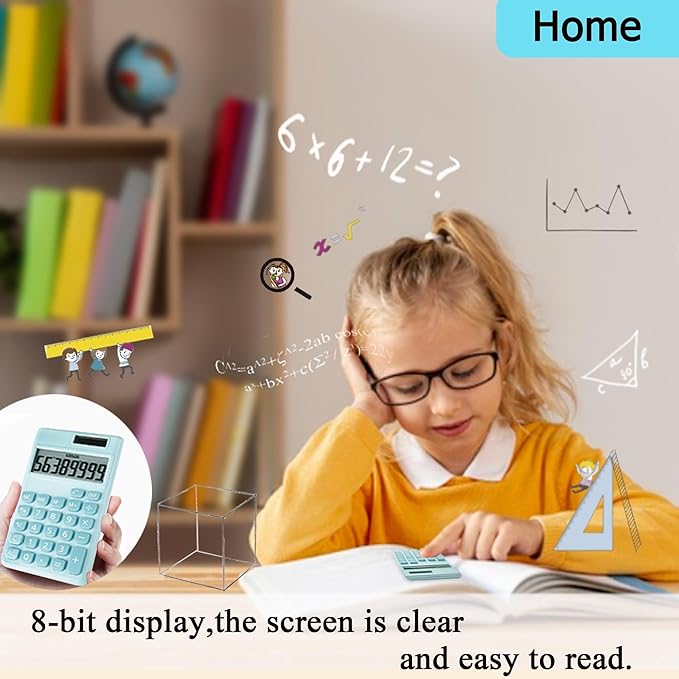 Basic Calculator, Desktop Cute Pocket Size Mini Calculators for School, Office, Home (Light Blue)
