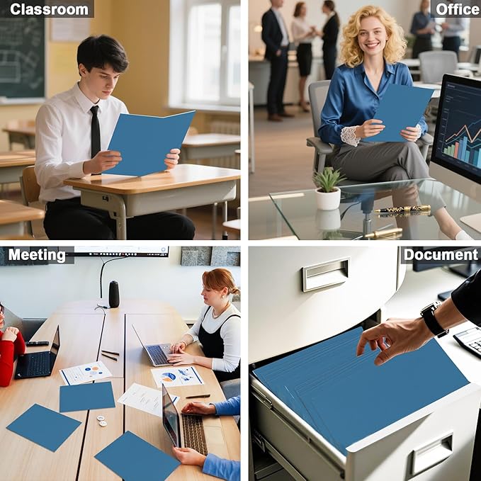 Folders with Pockets, LAYZZ 30 Pack Paper Pocket Folders, 2 Pocket Folders Fits Letter Size Paper, for School Office and Home (Blue)