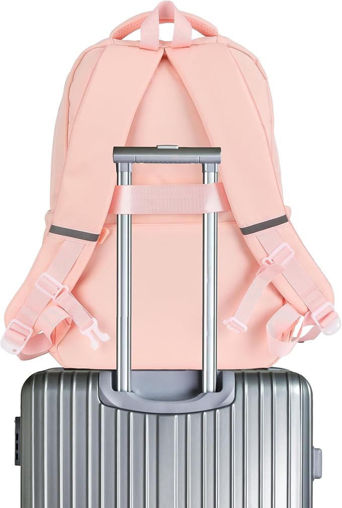 School Backpack for Girls, 15.6 Inch Laptop Bags for Middle School Students-Kindergarten Elementary College Backpacks,Large Backpack for Teen Girl Students Casual Travel Daypacks-Pink