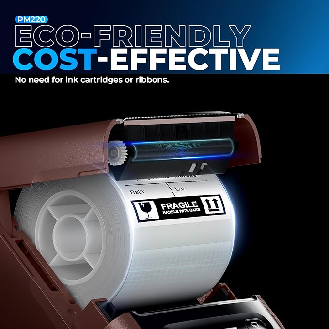 Nelko Label Maker Machine with Tape, PM220 Bluetooth Label Printer, 2 Inch Portable Thermal Printer for Small Business, Address, Logo, Clothing, Sticker Printer for Phones & PC, 1 Count, Maroon