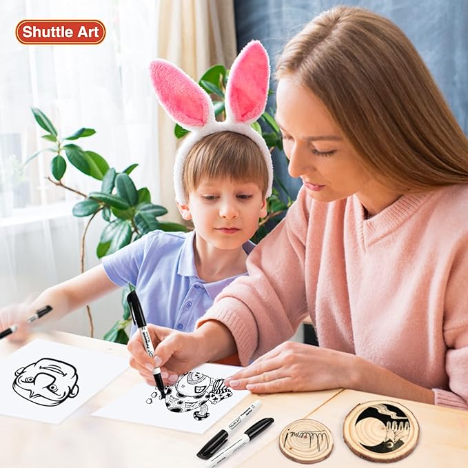 Shuttle Art 100 Pack Black Permanent Markers, Fine Point Permanent Marker Pens Set Perfect on Plastic, Wood, Stone, Metal and Glass for Doodling, Writing, Marking, Office School Supplies