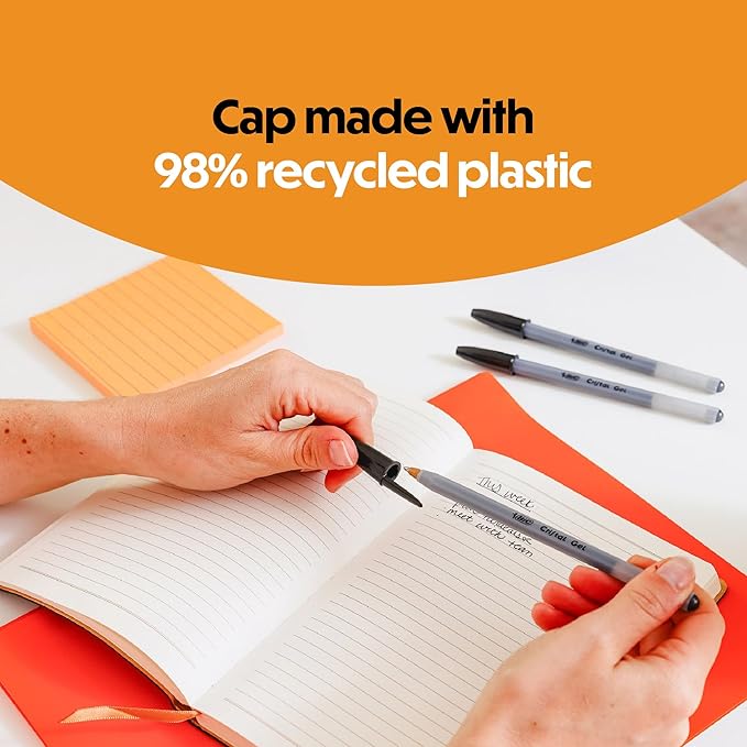 BIC Cristal Gel Pens Medium Point (0.7 mm) Ultra Smooth Long Lasting Writing, Black Gel Pens, 8-Count Visit the Store