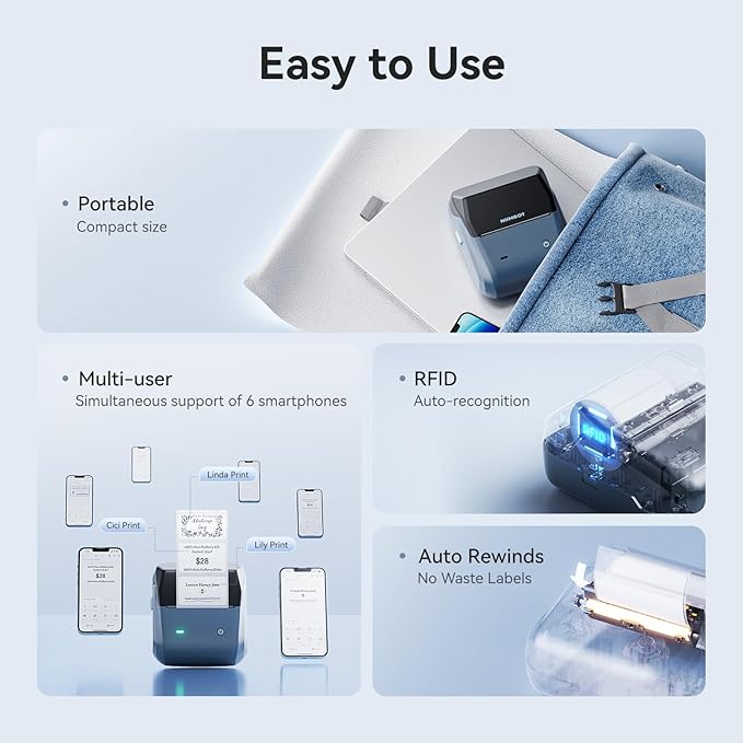 NIIMBOT B31 Label Maker Machine with Tape, 3 Inch Portable Label Printer for Barcode, Address, Logo, Tag Labeling, Thermal Sticker Maker Compatible with Smartphones & PC, Dark Blue