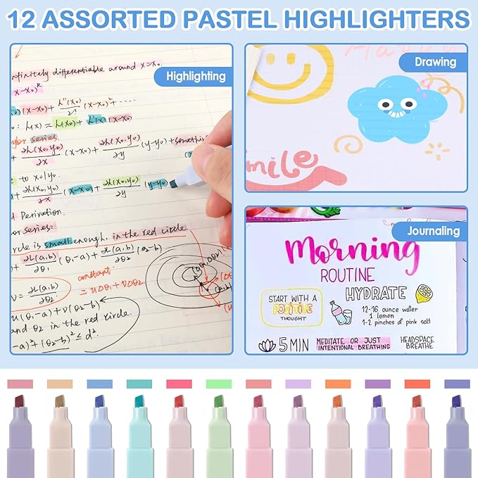 54 PCS Aesthetic School Supplies, Stationery Essentials Set with Large Pen Case, Mechanical Pencils & Black Ink Gel Pens with Refills, Markers, Erasers, Highlighters, Sticky Notes, Correction Tapes