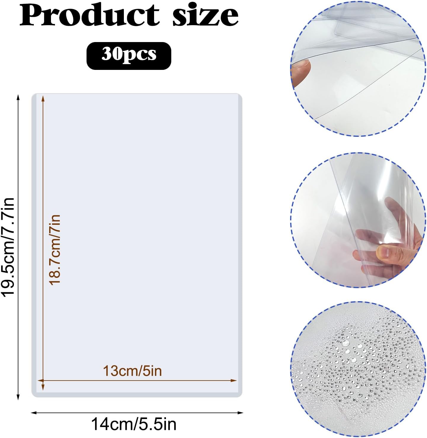 5" x 7" Photo Postcard Protectors, Rigid Hard Print Protectors, Clear Waterproof Protectors, Paper Sleeves Photo Plastic Sleeves Document Holder, Memories and Collectibles Storage (30 Pack)